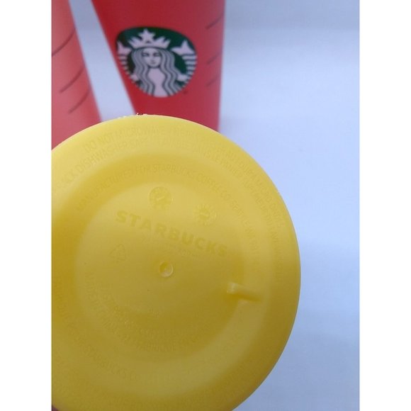 Starbucks Reusable Color Changing Cups Set Of 9 w/ ONLY 1 LID & Straw 2020 24fl - Picture 10 of 12
